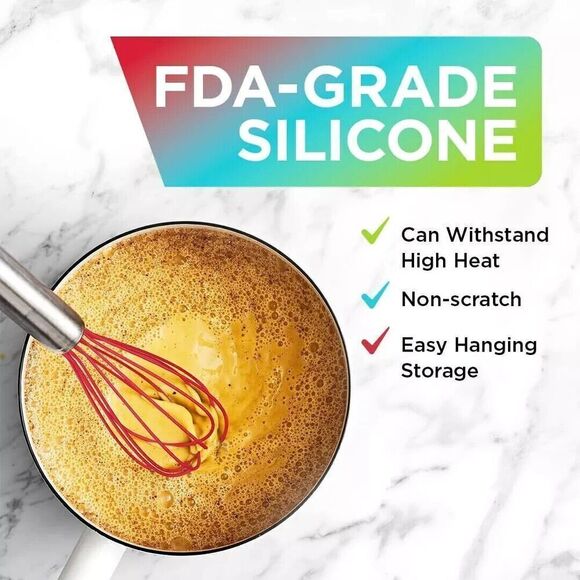 Silicone Whisk Set of 3 - Silicone Whisks for Cooking Non-Scratch - Silicone ... - Picture 4 of 4